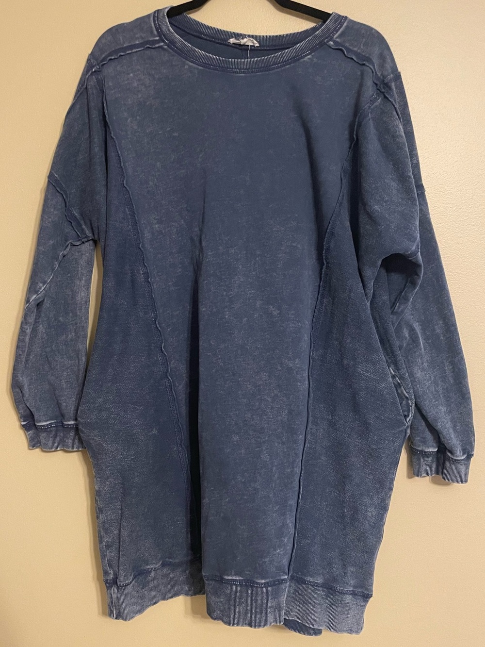 Easel Blue long sleeve Mini Dress boho size medium